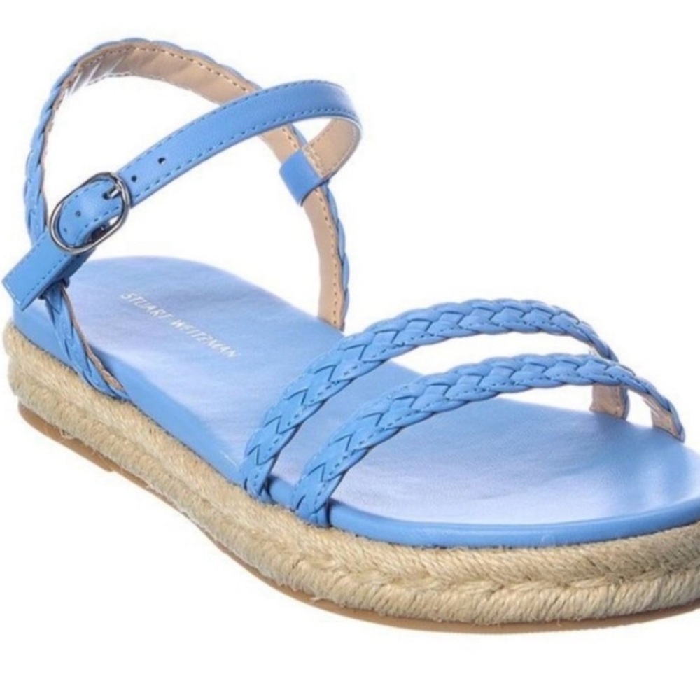 Stuart Weitzman Light Blue Woven Wedges